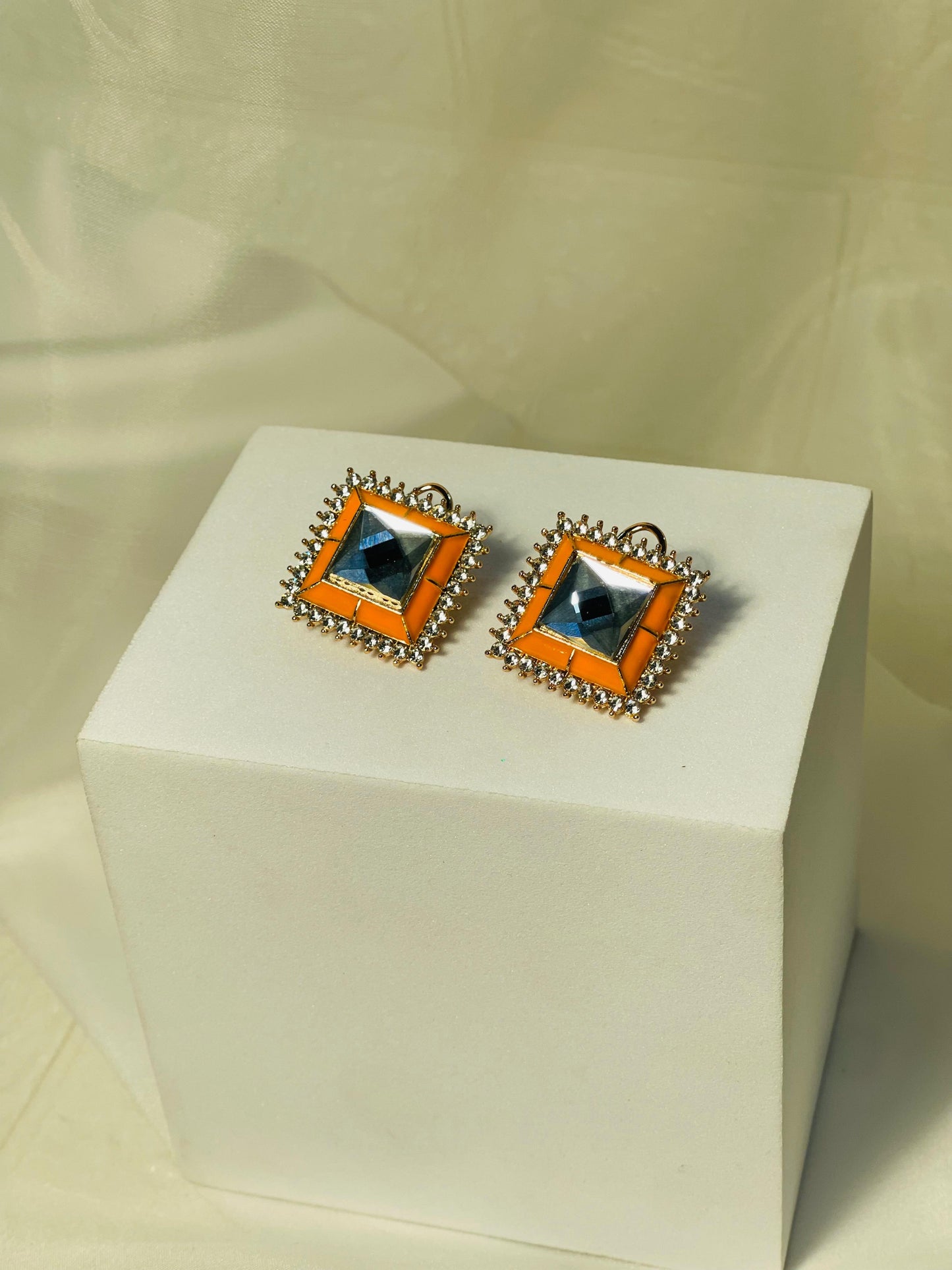 Chakoor bedazzled earrings orange (shahi collection)