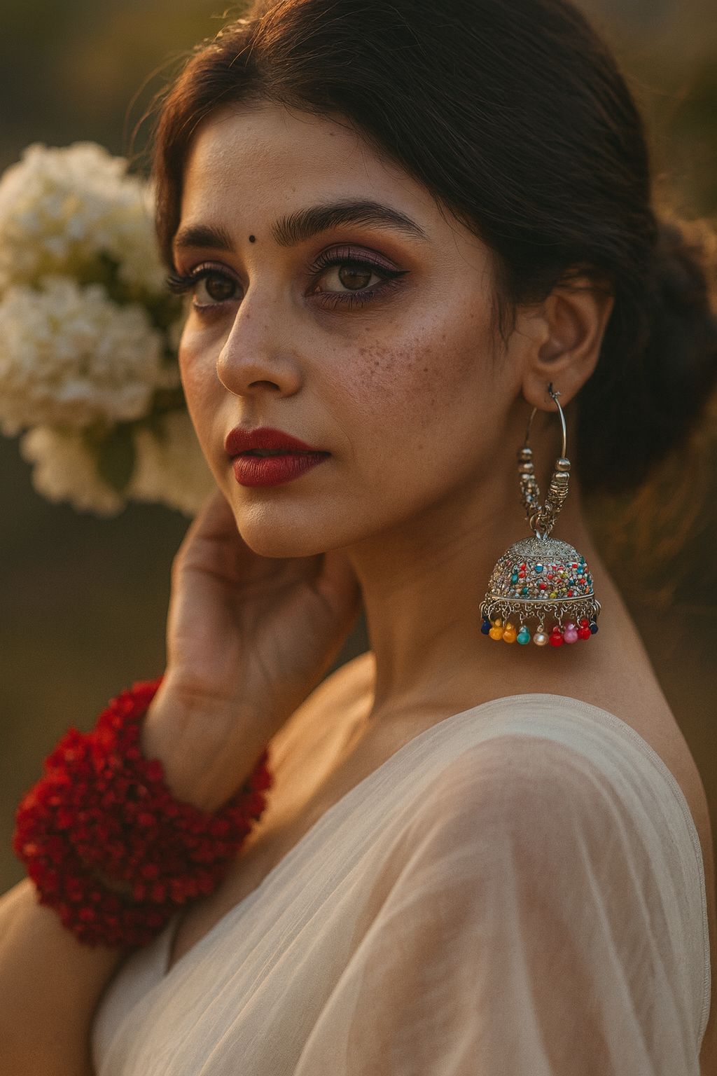 Bano bali- silver and multi dotted