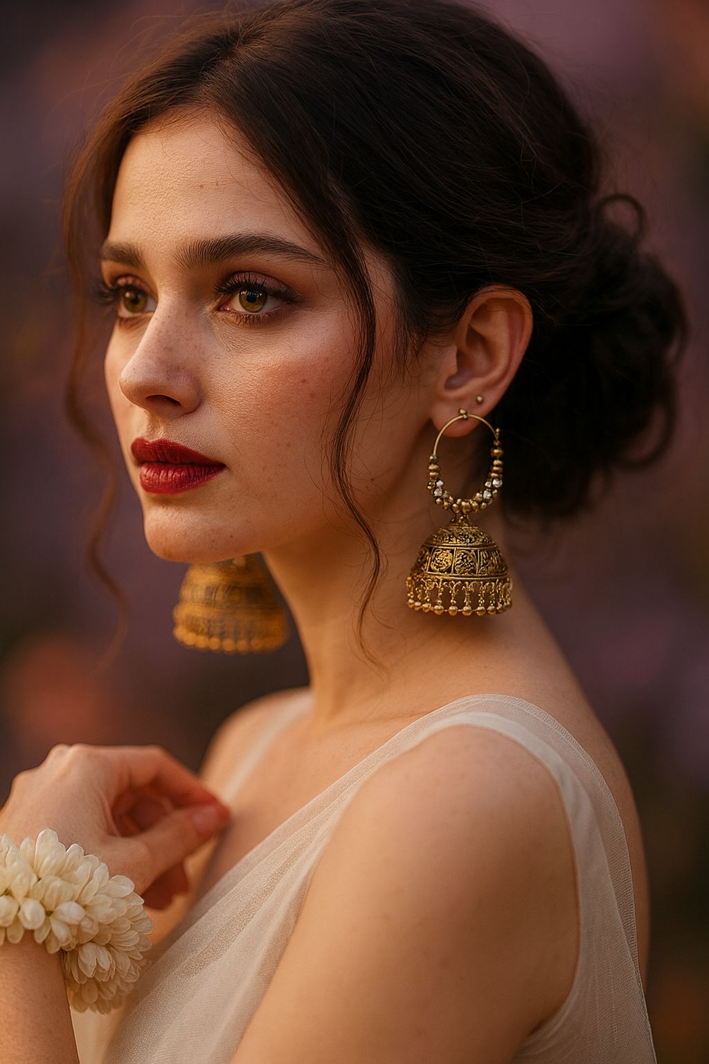 Bano bali- antique Gold(white stone)