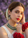 phool set Silver with green beads-(Gulbano collection)