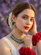 phool set Silver with green beads-(Gulbano collection)