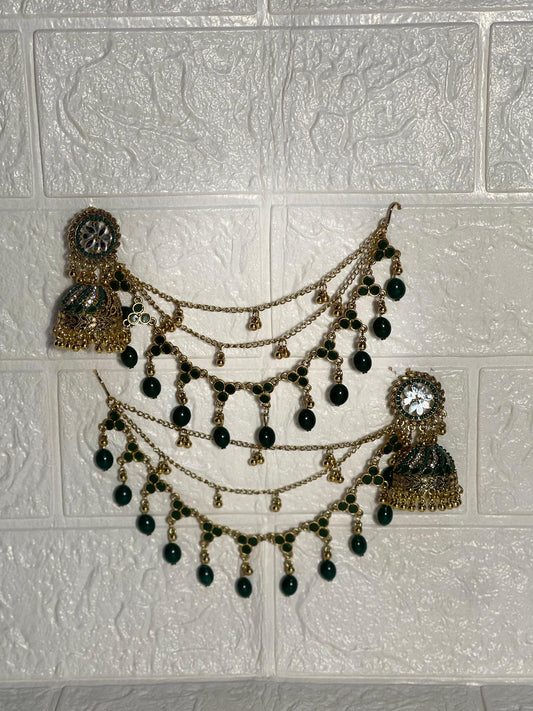 Gol Phool 3 lari saharay gold and green  (baharbano collection)