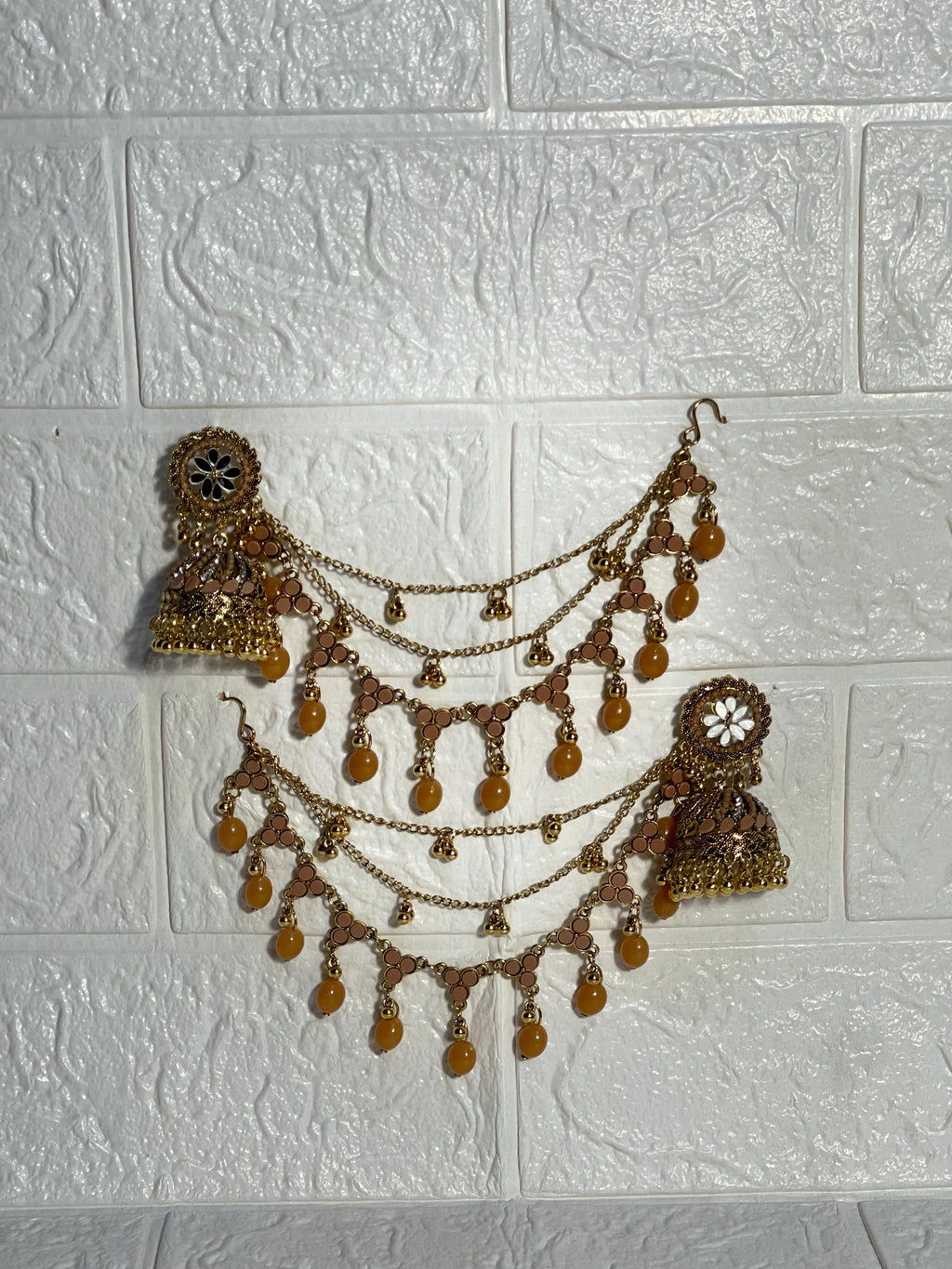 Gol Phool 3 lari saharay gold and brown(baharbano collection)