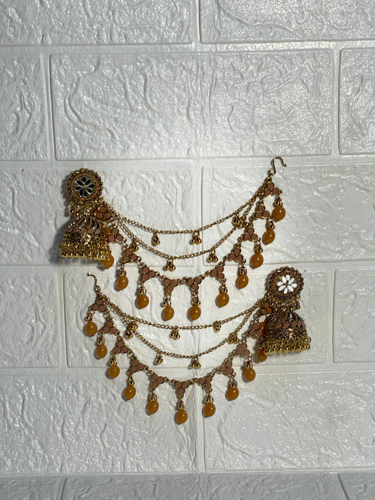 Gol Phool 3 lari saharay gold and brown(baharbano collection)