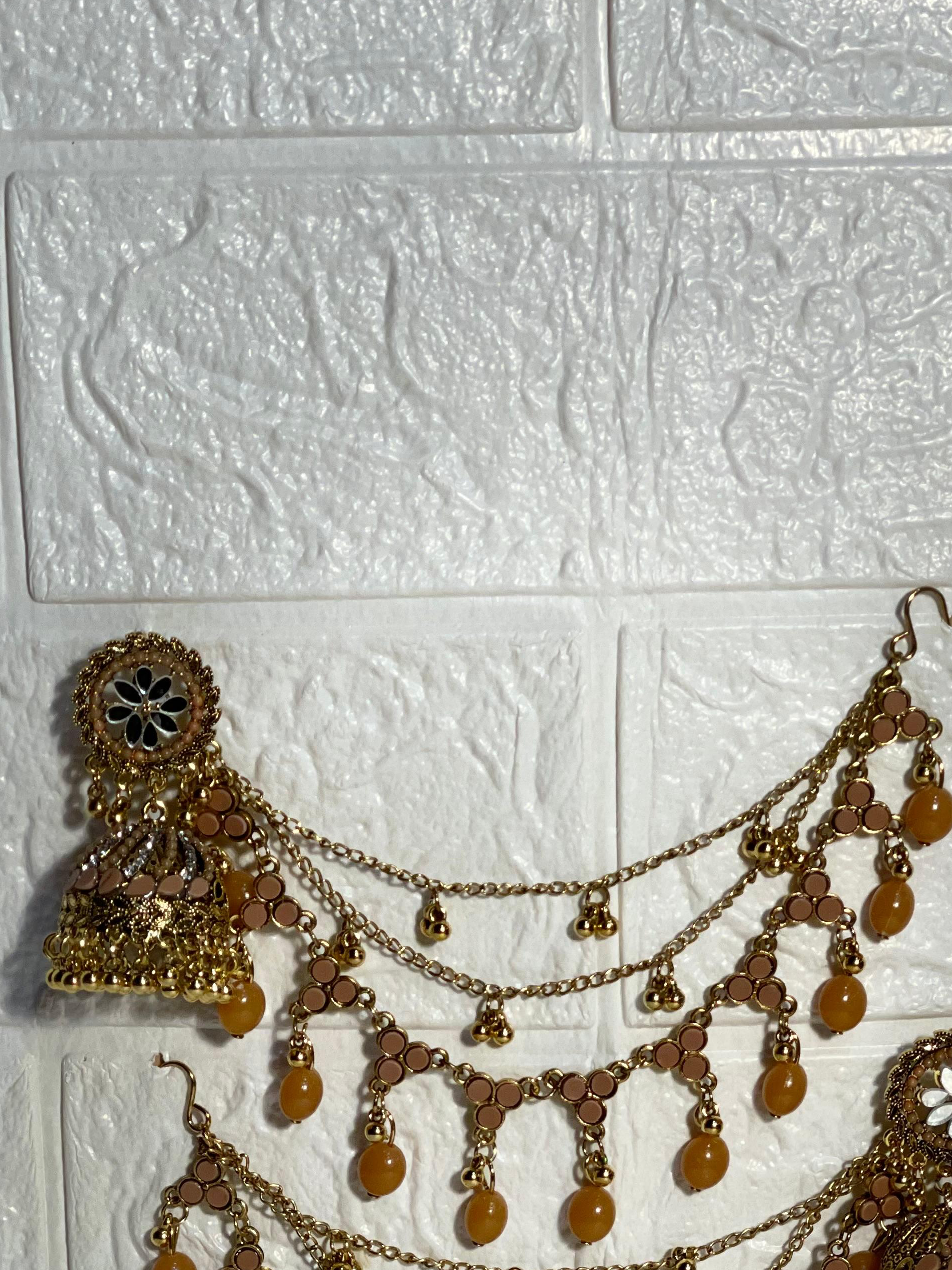 Gol Phool 3 lari saharay gold and brown(baharbano collection)