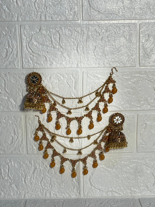 Gol Phool 3 lari saharay gold and brown(baharbano collection)