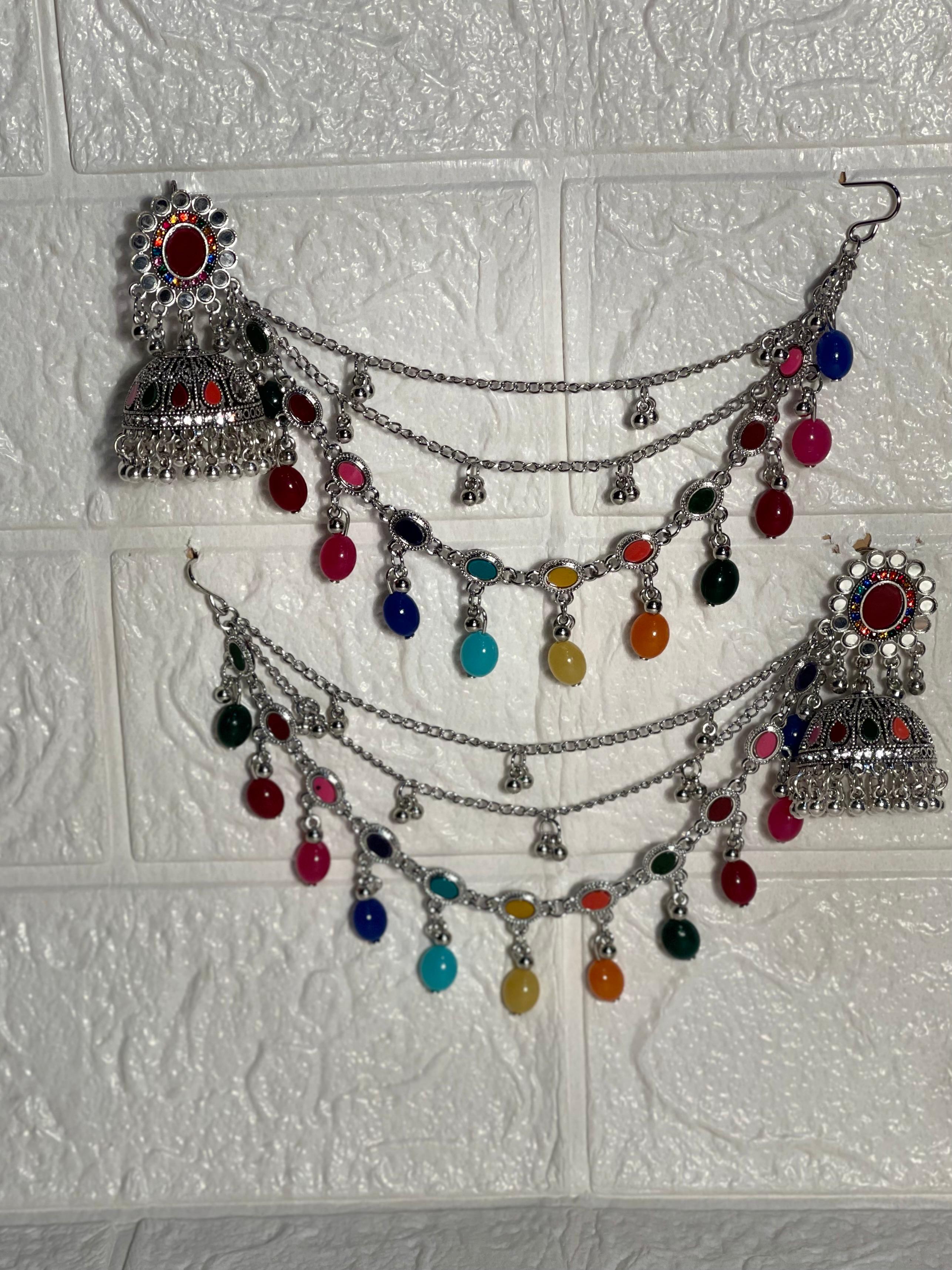 Gol Phool 3 lari saharay silver and  multi (baharbano collection)
