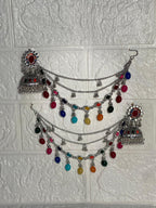 Gol Phool 3 lari saharay silver and  multi (baharbano collection)