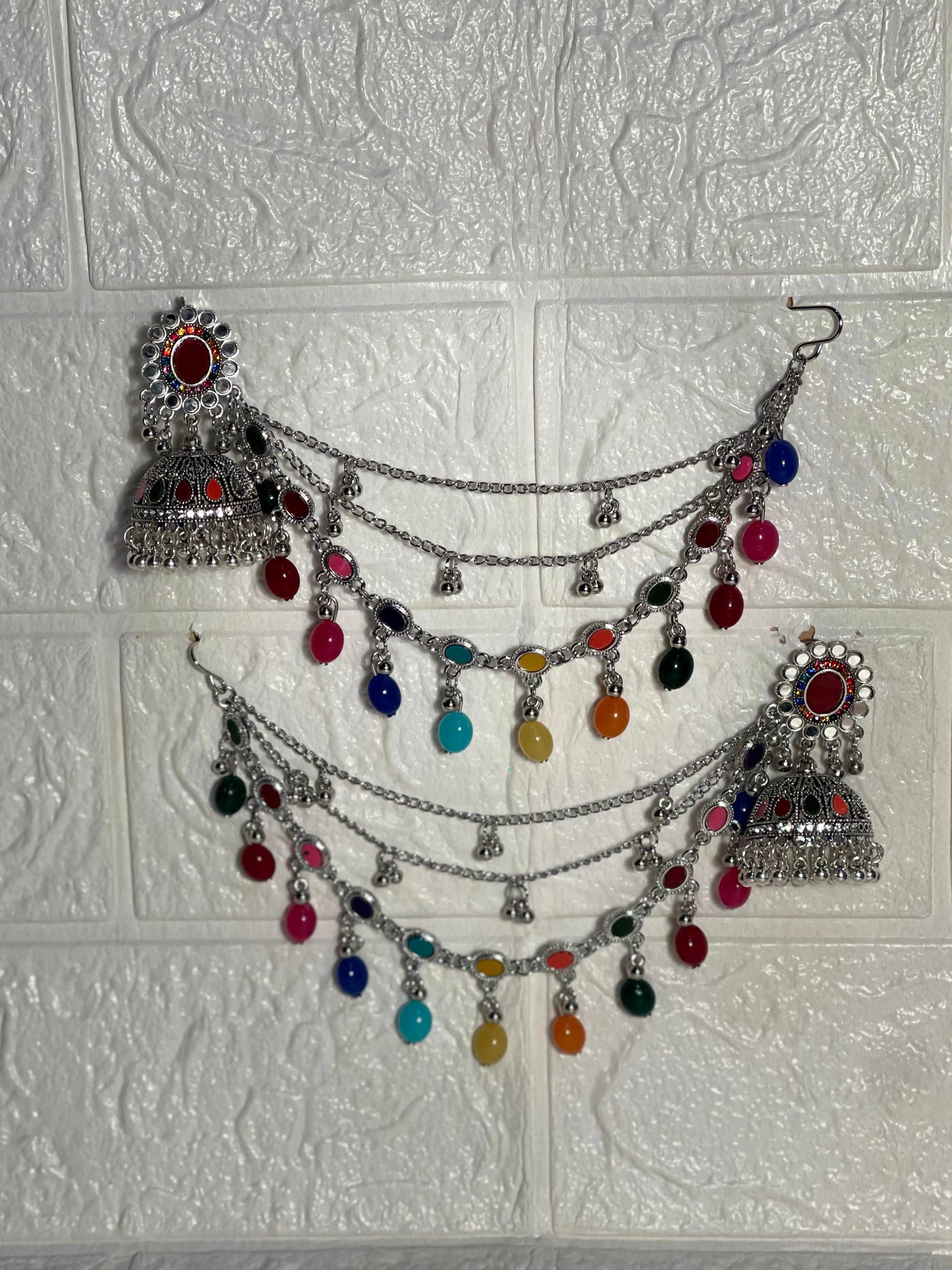 Gol Phool 3 lari saharay silver and  multi (baharbano collection)