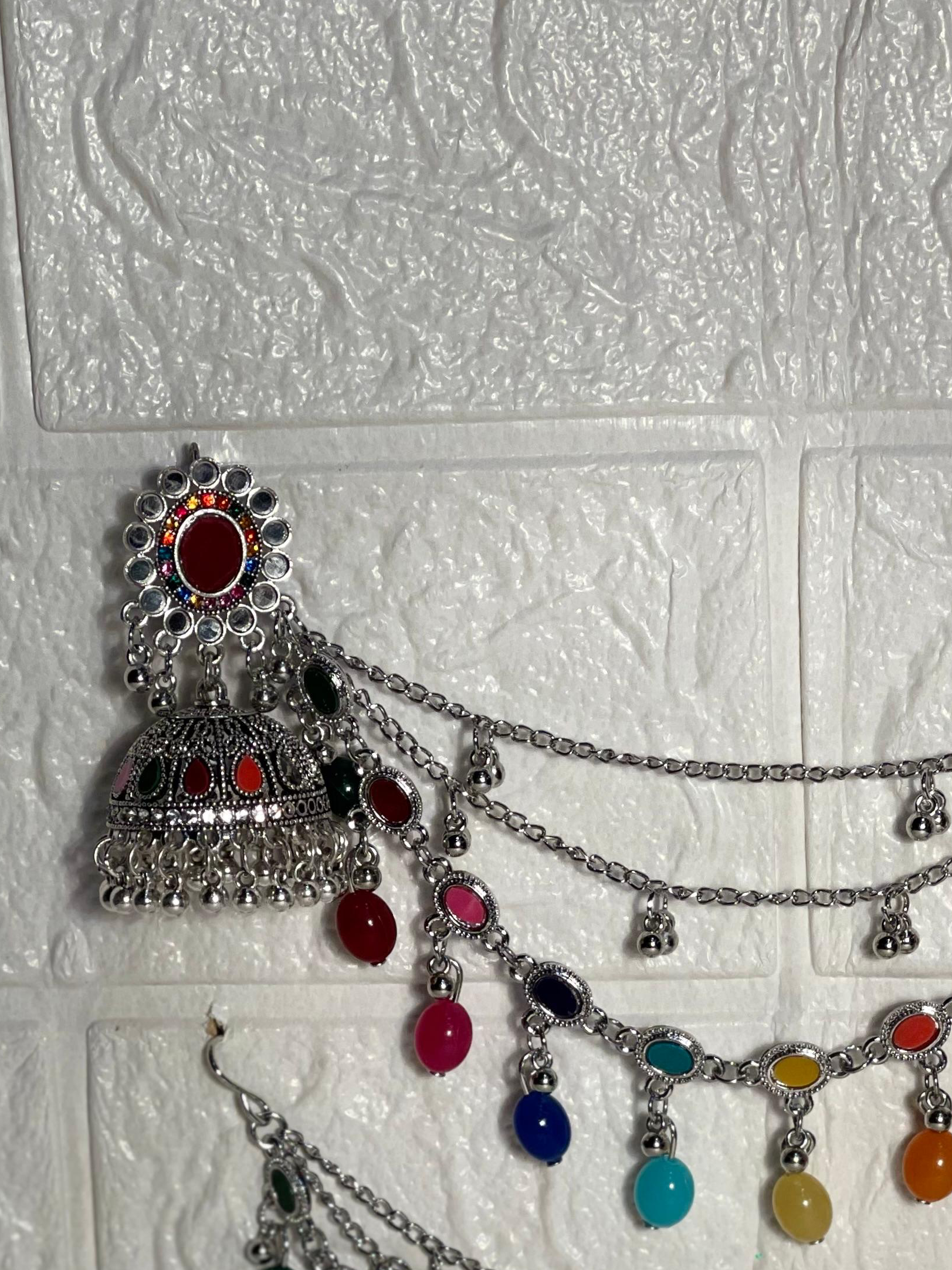 Gol Phool 3 lari saharay silver and  multi (baharbano collection)
