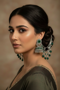 Gol Phool 3 lari saharay silver and  green (baharbano collection)