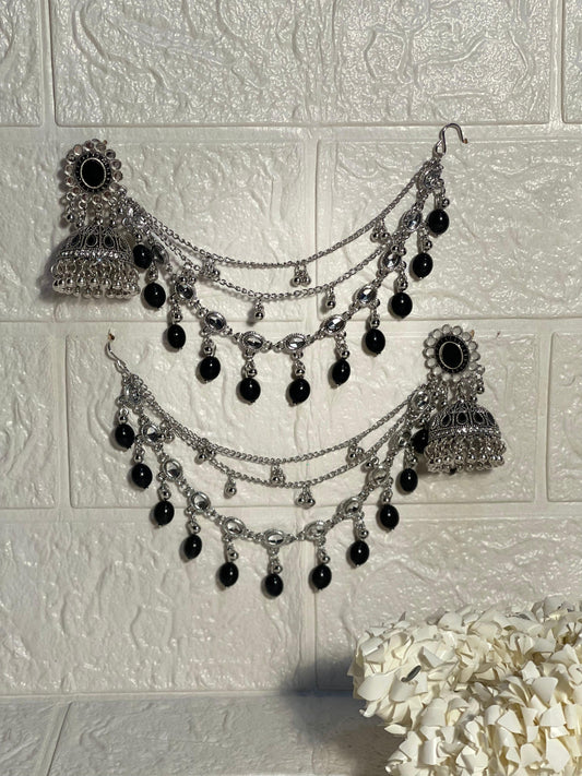 Gol Phool 3 lari saharay silver and black(baharbano collection)