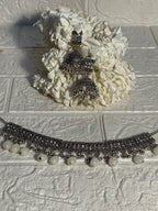 Chakoor chandi Set-grey beads(baharbano Collection)