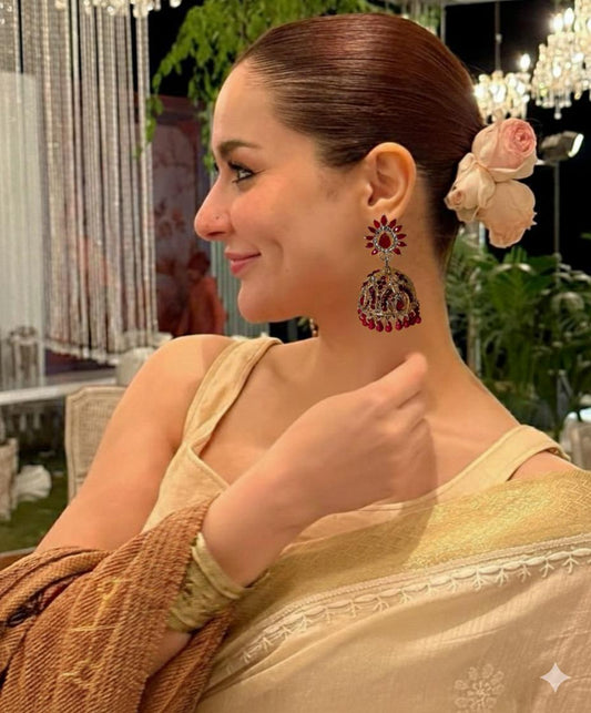 Gurdiya Jhumka silver and red (meharbano collection)