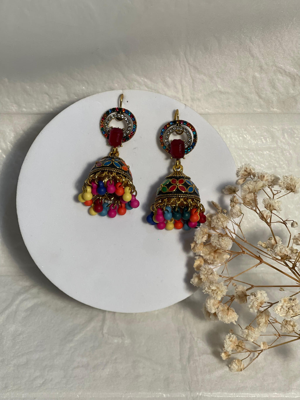 double chakoor bead jhumki multi- (Baharbano)