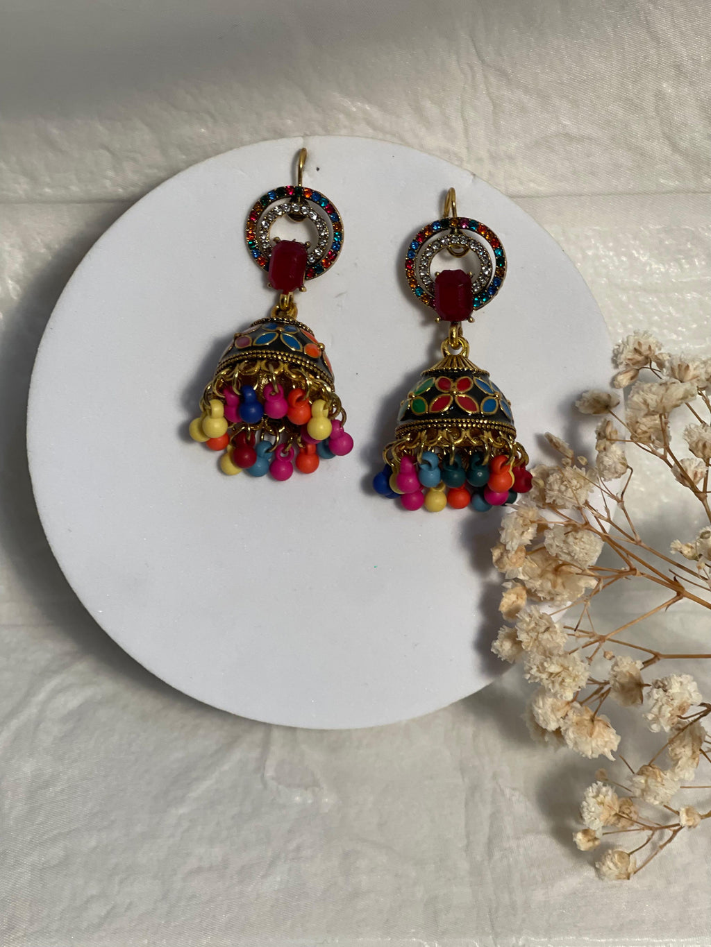 double chakoor bead jhumki multi- (Baharbano)