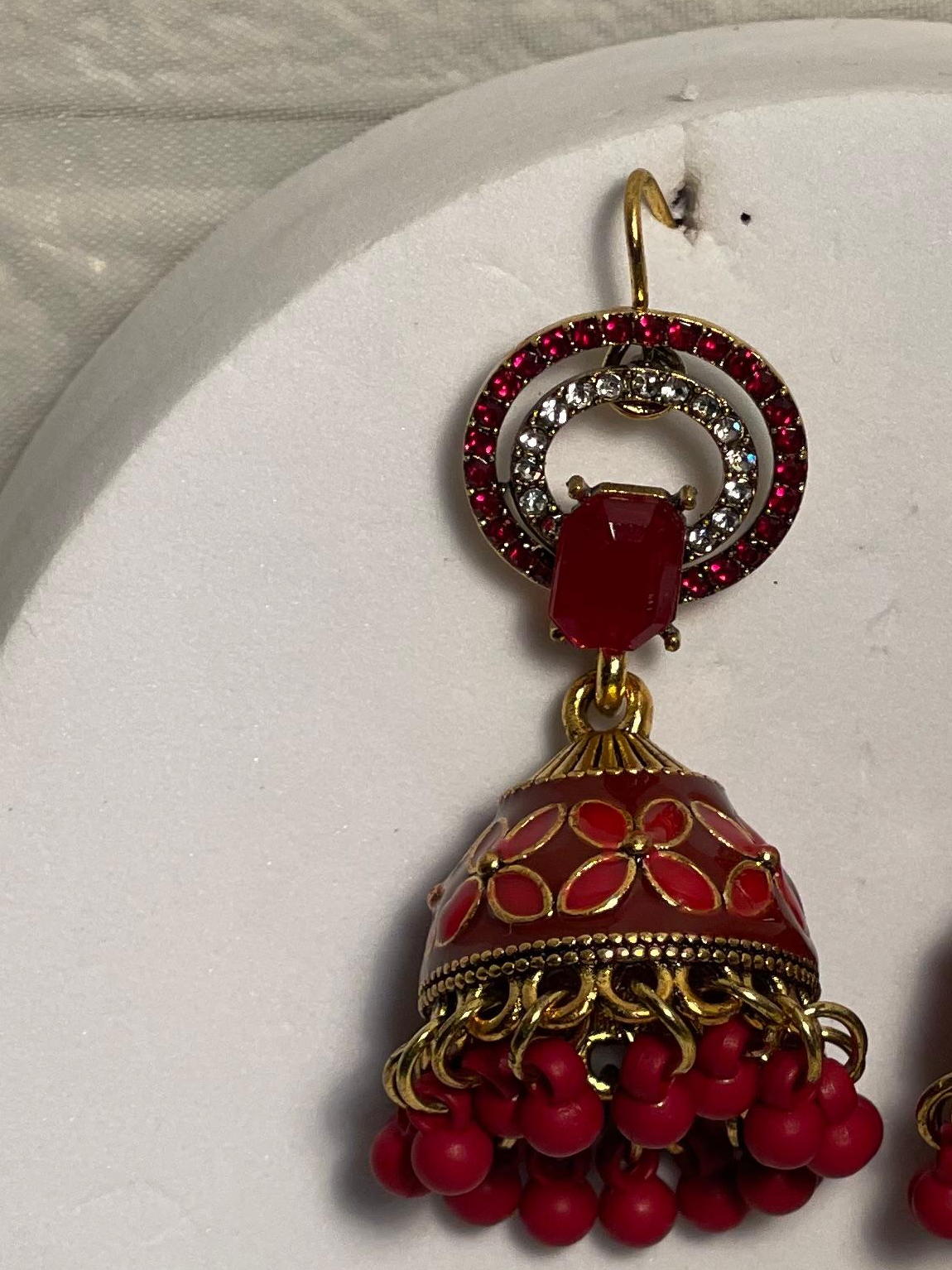 double chakoor bead jhumki maroon- (Baharbano)