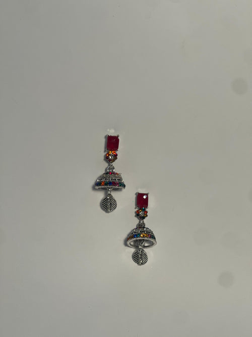 Aik patla latkan with stone red and multi- (Baharbano)
