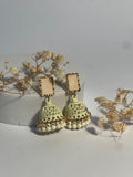 Rectangular matt jhumki Beige- (Baharbano)