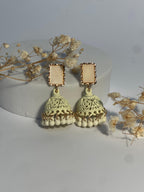 Rectangular matt jhumki Beige- (Baharbano)