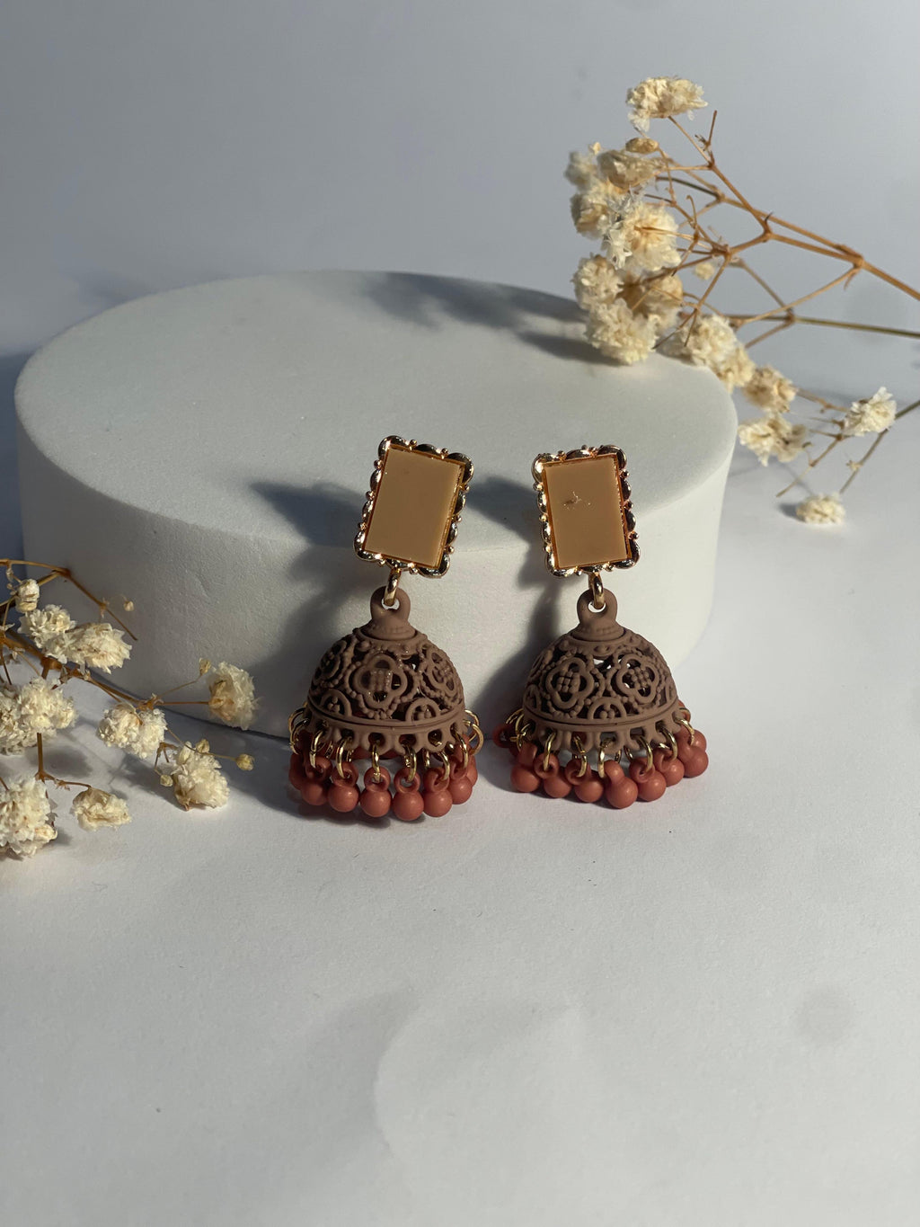Rectangular matt jhumki brown- (Baharbano)
