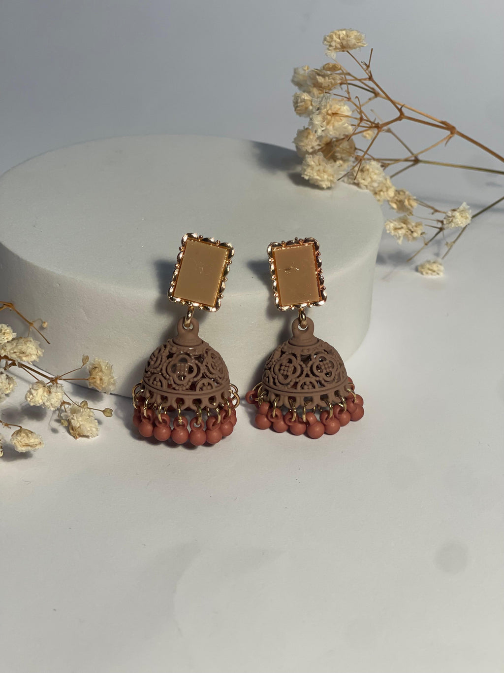 Rectangular matt jhumki brown- (Baharbano)