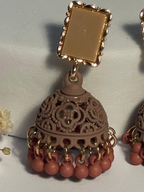 Rectangular matt jhumki brown- (Baharbano)