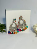 Ghungroo earrings silver and multi(Mahbano)