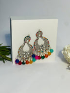 Ghungroo earrings silver and multi(Mahbano)