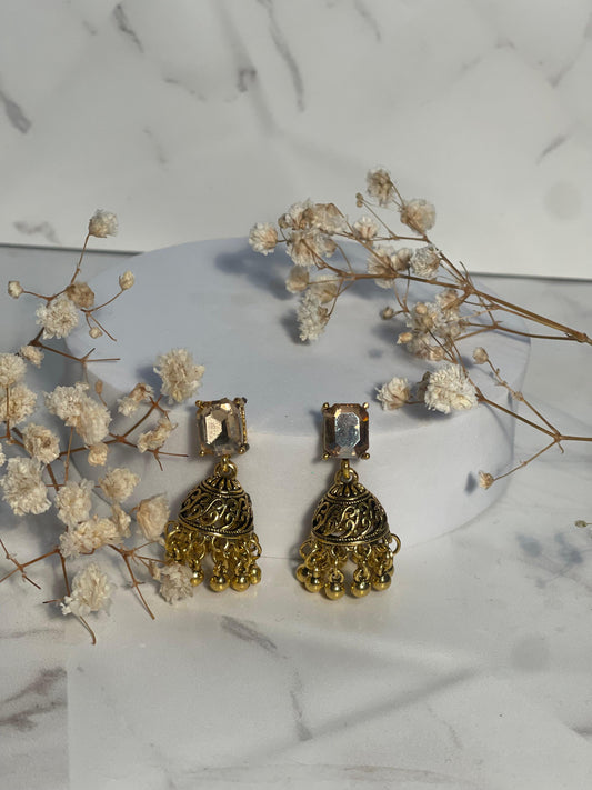 Gold Gem Stone Jhumki(Mahbano)