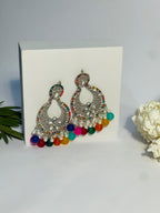 Ghungroo earrings silver and multi(Mahbano)