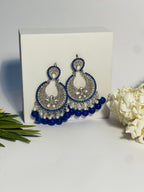 Ghungroo earrings silver and blue(Mahbano)