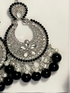 Ghungroo earrings silver with black beads(Mahbano)