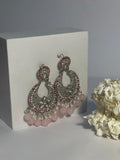 Ghungroo earrings silver and pink(Mahbano)