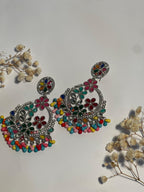 Phool Earring multi and silver(Mahbano)
