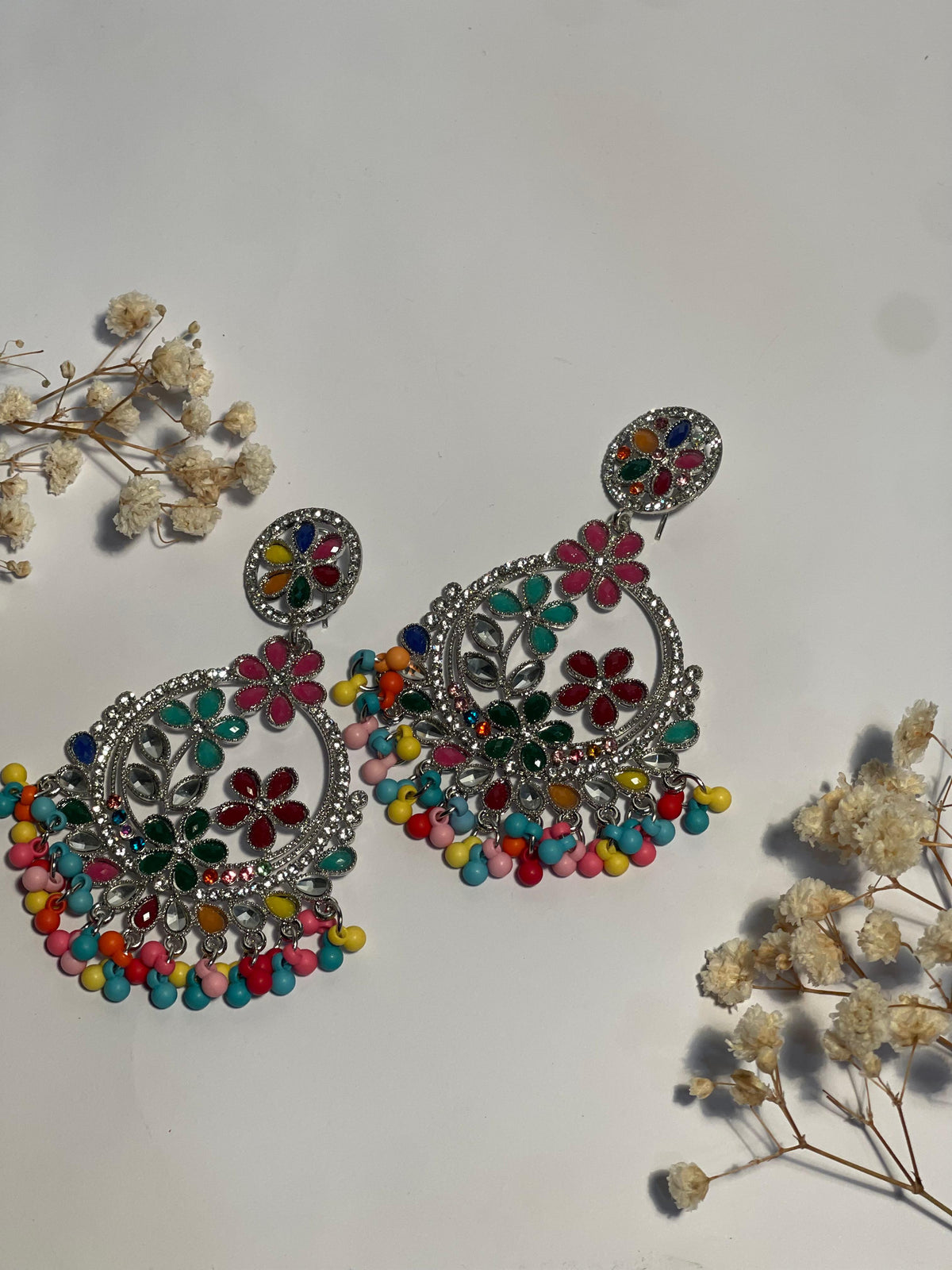 Phool Earring multi and silver(Mahbano)