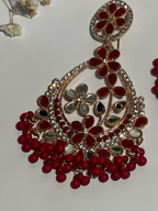 Phool Earring maroon and gold(Mahbano)