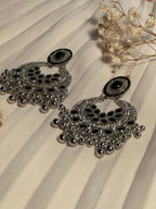 Nageen Earrings silver black(Mahbano)