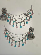 Gol phool teen lari saharay with pink and blue beads (Mahbano)
