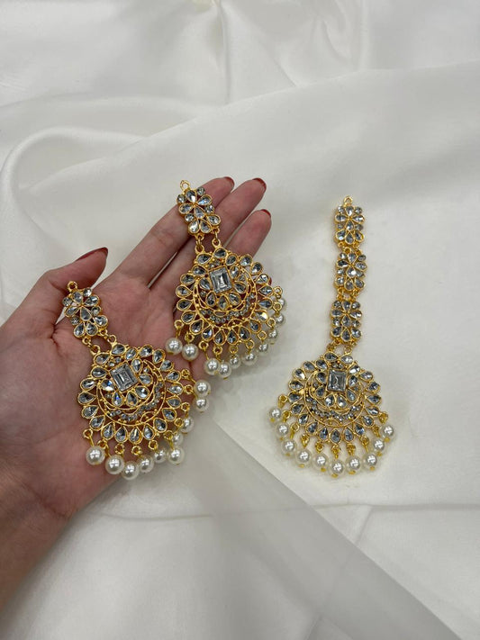 Kundan Set gold and white-(Sheharbano)