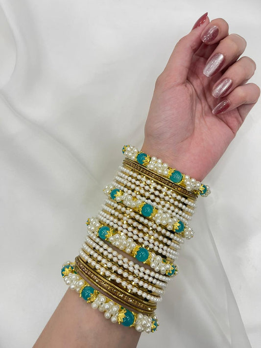 Pearl Gold set with muskan moti- turquoise
