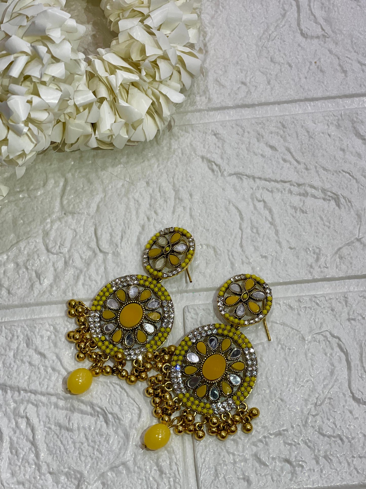 Fatima earring yellow and gold(Sheharbano)