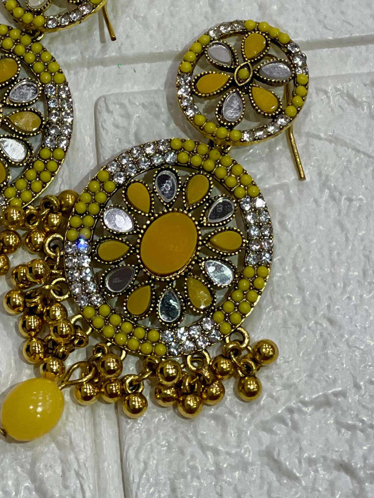 Fatima earring yellow and gold(Sheharbano)