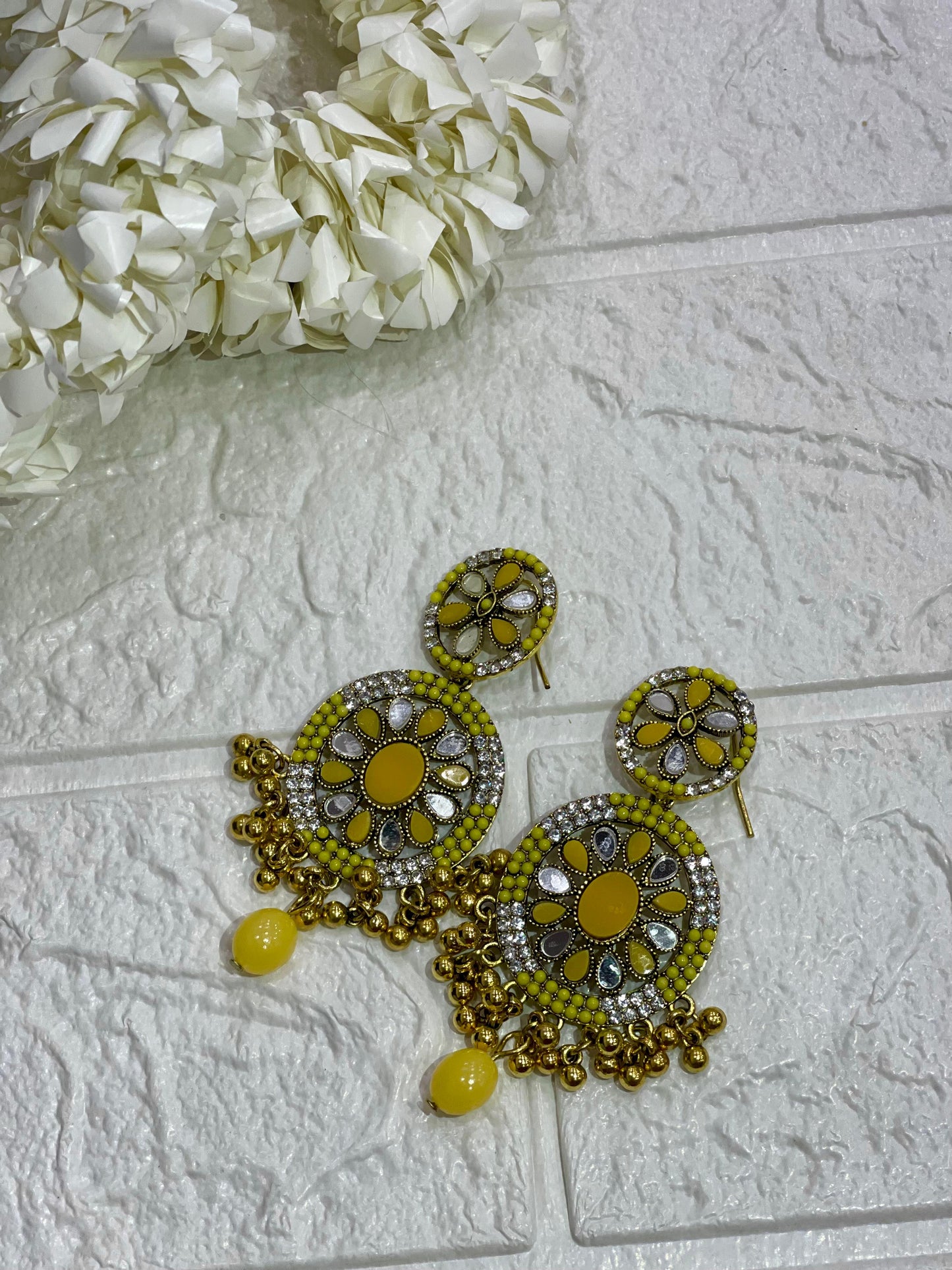 Fatima earring yellow and gold(Sheharbano)