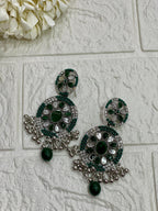Fatima earring green and silver(Sheharbano)