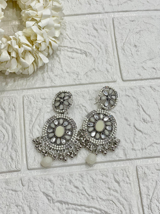 Fatima earring silver and grey(Sheharbano)