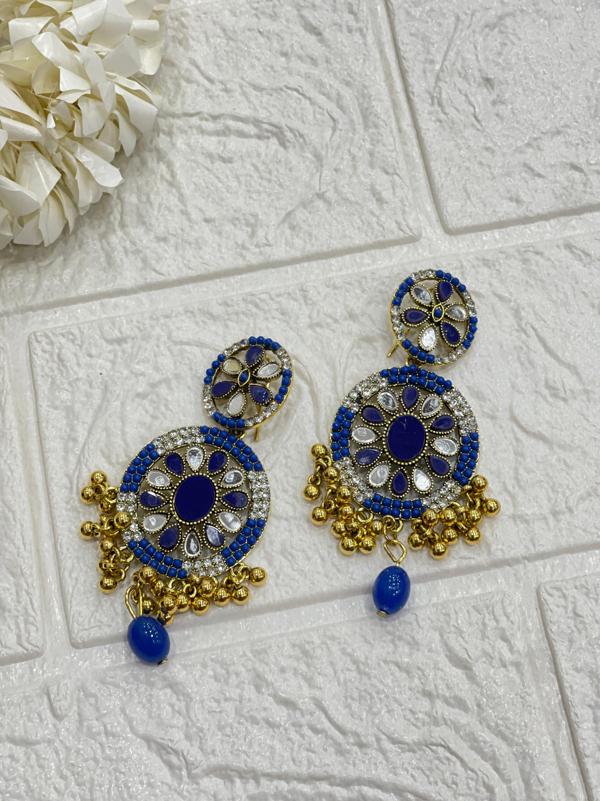 Fatima earring gold and blue(Sheharbano)