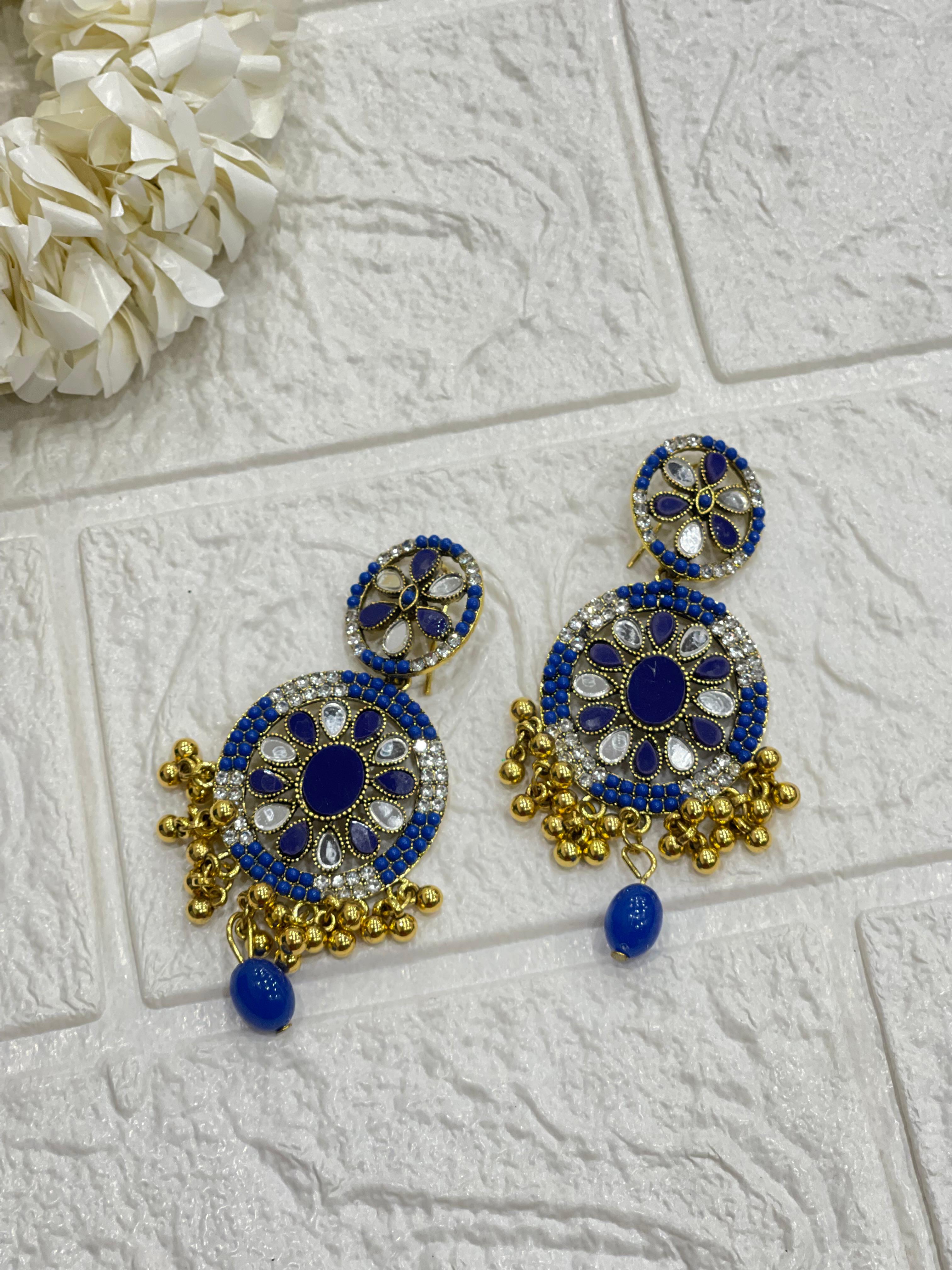 Fatima earring gold and blue(Sheharbano)