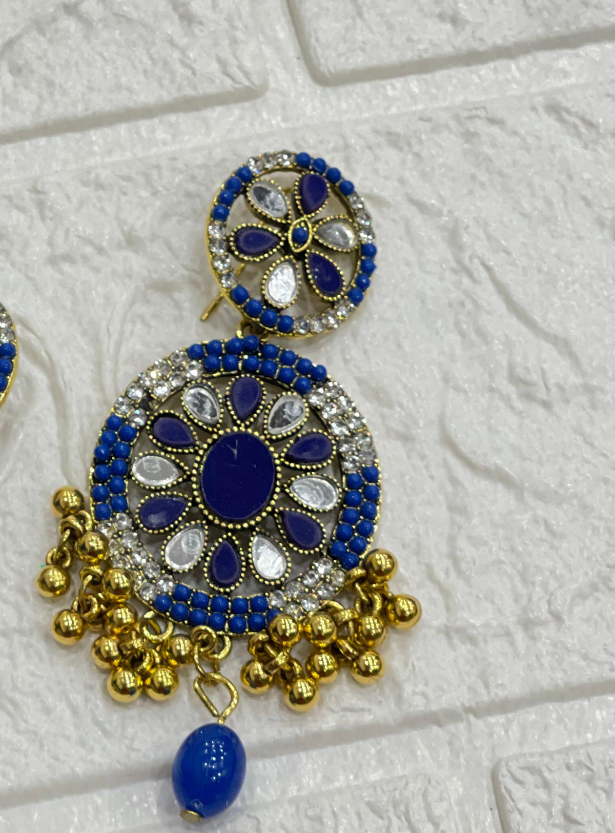 Fatima earring gold and blue(Sheharbano)