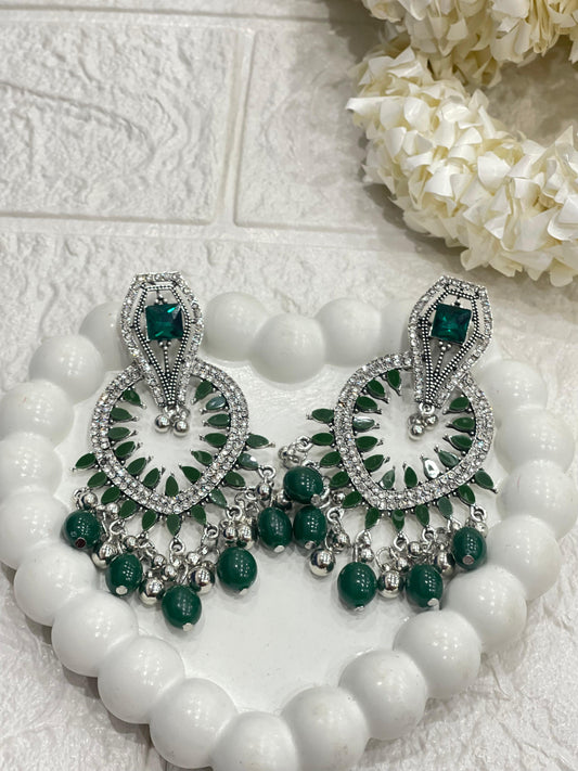 Fizza earring silver and green(Sheharbano)